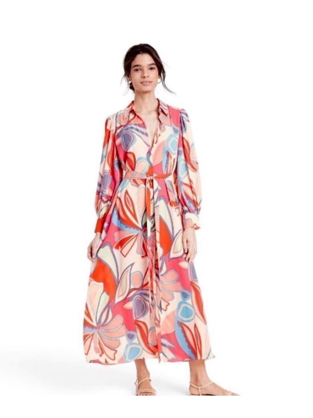 Alexis for Target Long Sleeve Floral Maxi Shirt Dress XXS